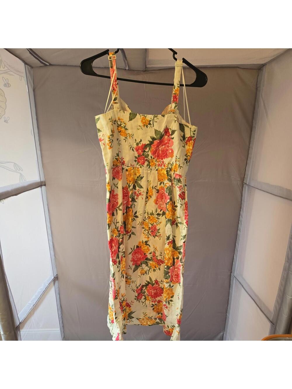 Cythina Rowley 100% Linen Summer Dress Floral Boho sz 6 cottagecore - Picture 7 of 9
